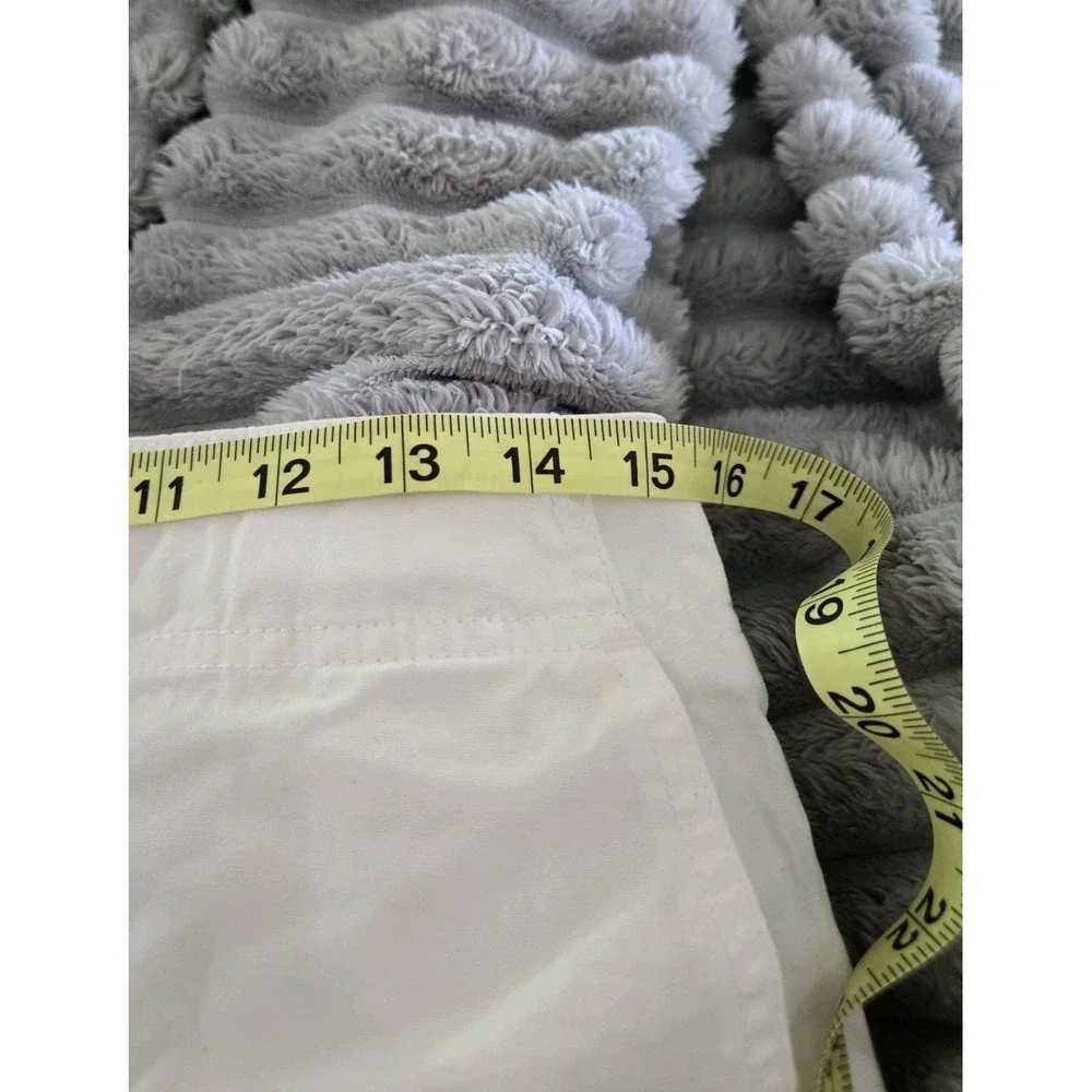 New York & Company White 100% Cotton Drawstring‎ Midi Skirt Size 8 Pockets Slit